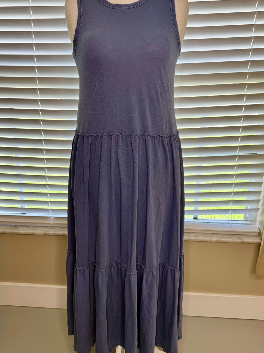 aerie Sleeveless Tiered Maxi Dress - Dusty Blue